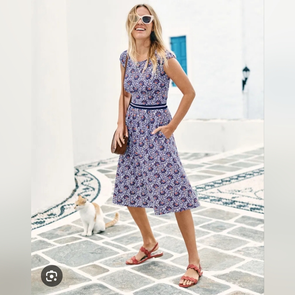 Boden Women’s Purple Floral Fit-and-Flare Dress